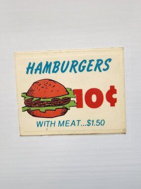 🍔 Vintage 1967 Topps NUTTY INITIALS Sticker “Hamburgers 10¢” Gag Card 🍟